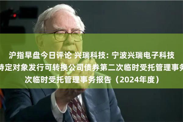 沪指早盘今日评论 兴瑞科技: 宁波兴瑞电子科技股份有限公司向不特定对象发行可转换公司债券第二次临时受托管理事务报告（2024年度）