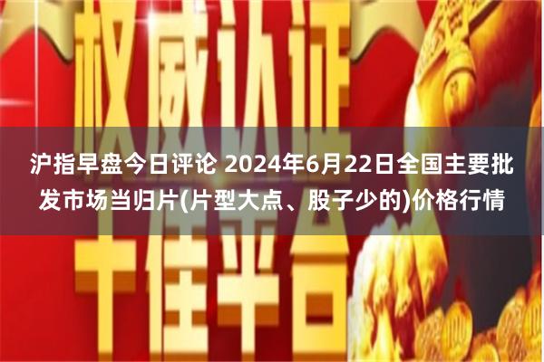 沪指早盘今日评论 2024年6月22日全国主要批发市场当归片(片型大点、股子少的)价格行情