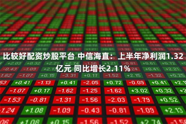 比较好配资炒股平台 中信海直：上半年净利润1.32亿元 同比增长2.11%