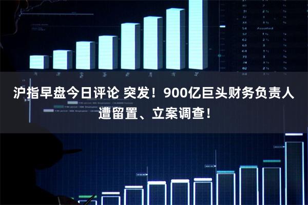 沪指早盘今日评论 突发！900亿巨头财务负责人遭留置、立案调查！